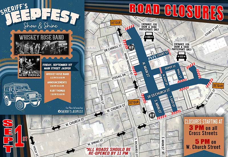 Road Closure for Sheriff's Jeepfest Show & Shine on September 1, 2023